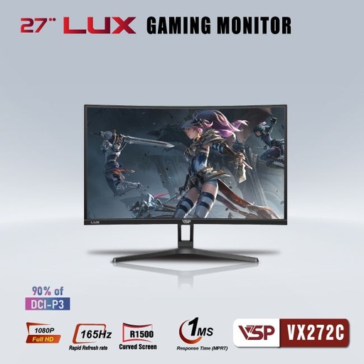 Màn Hình Cong VSP 27inch VX272C 165Hz Đen